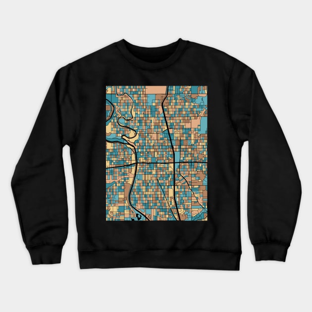 Wichita Map Pattern in Mid Century Pastel Crewneck Sweatshirt by PatternMaps